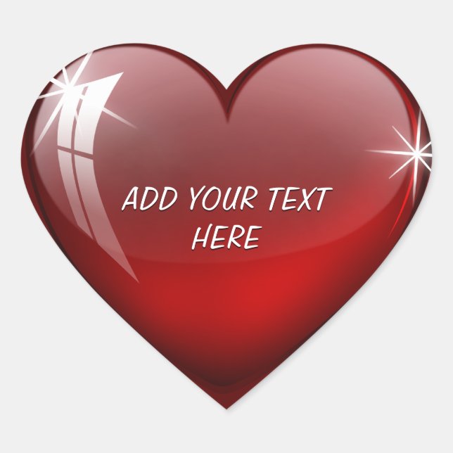 Glossy Red Heart Heart Sticker (Front)