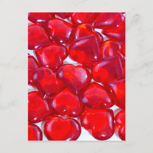 Glossy Red Hearts Postcard (Front)