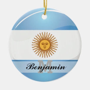 Glossy Round Argentina Flag Ceramic Ornament