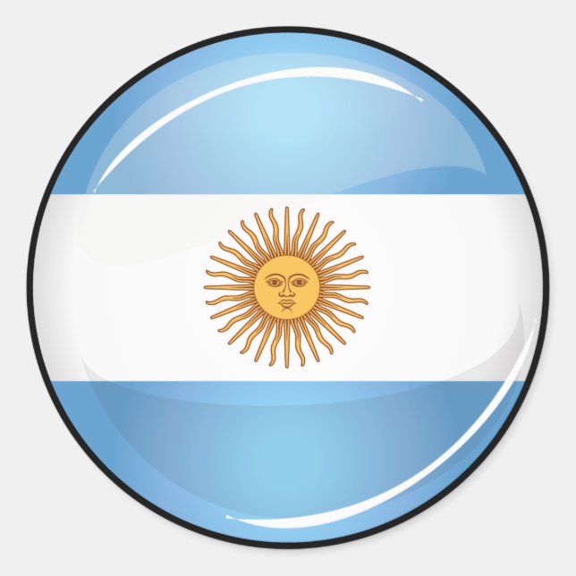 Glossy Round Argentina Flag Classic Round Sticker (Front)