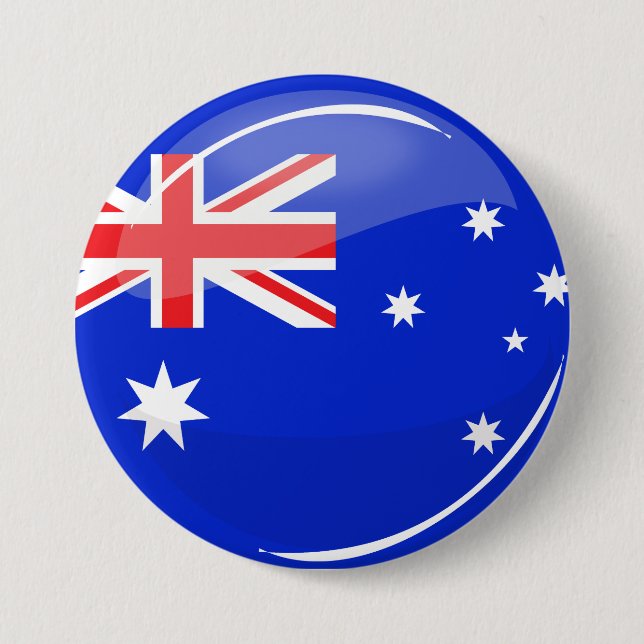 Glossy Round Australian Flag 3 Inch Round Button (Front)