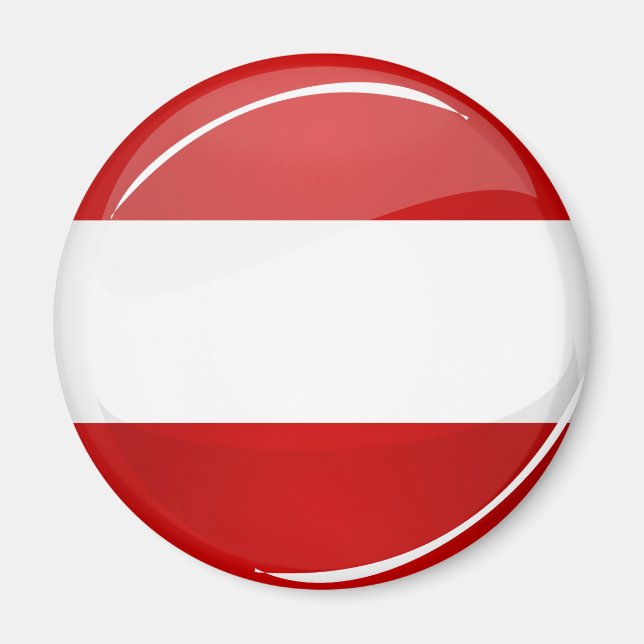 Glossy Round Austrian Flag Magnet (Front)