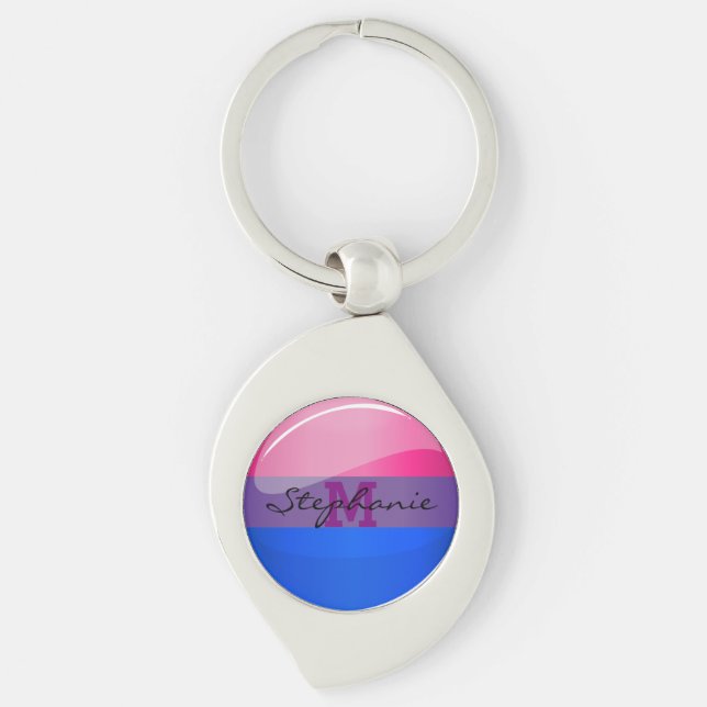 Glossy Round Bisexuality Flag Keychain (Front)