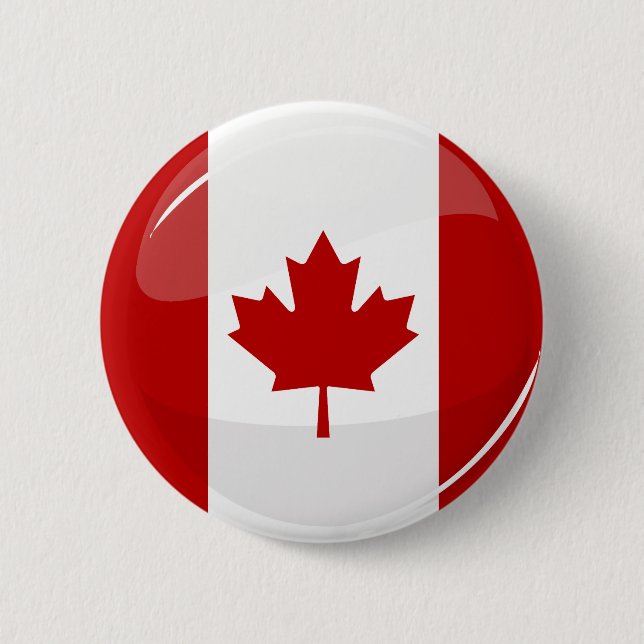Glossy Round Canadian Flag 2 Inch Round Button (Front)