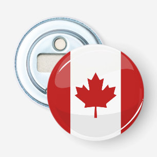 Glossy Round Canadian Flag Bottle Opener