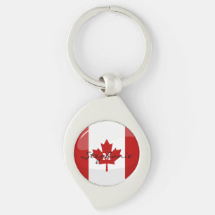 Glossy Round Canadian Flag Keychain