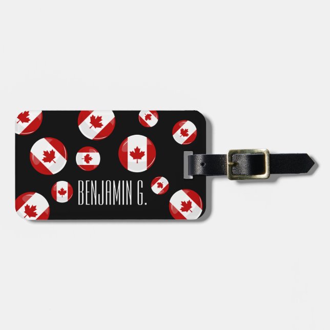 Glossy Round Canadian Flag Luggage Tag (Front Horizontal)