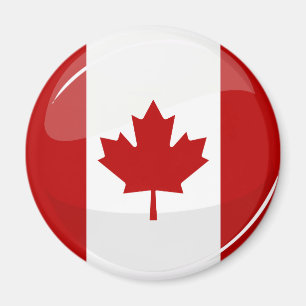 Glossy Round Canadian Flag Magnet