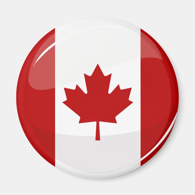 Glossy Round Canadian Flag Magnet (Front)