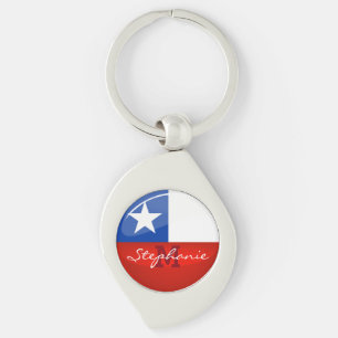 Glossy Round Chilean Flag Keychain
