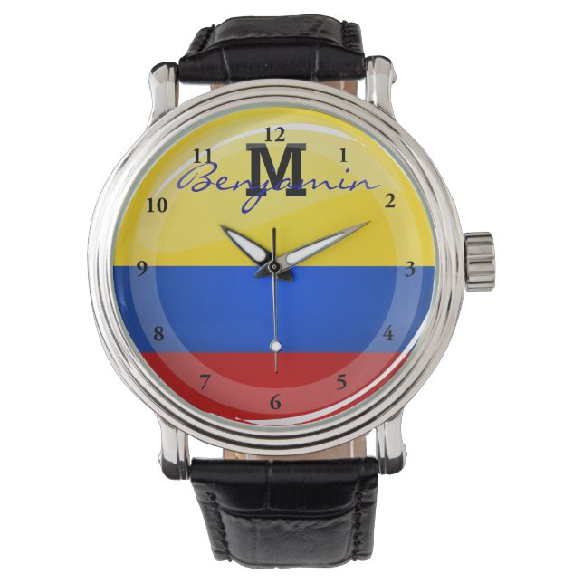 Glossy Round Columbian Flag Watch (Front)