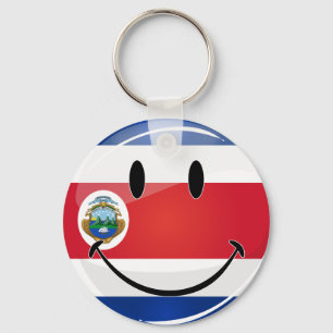 Glossy Round Costa Rican Flag Keychain