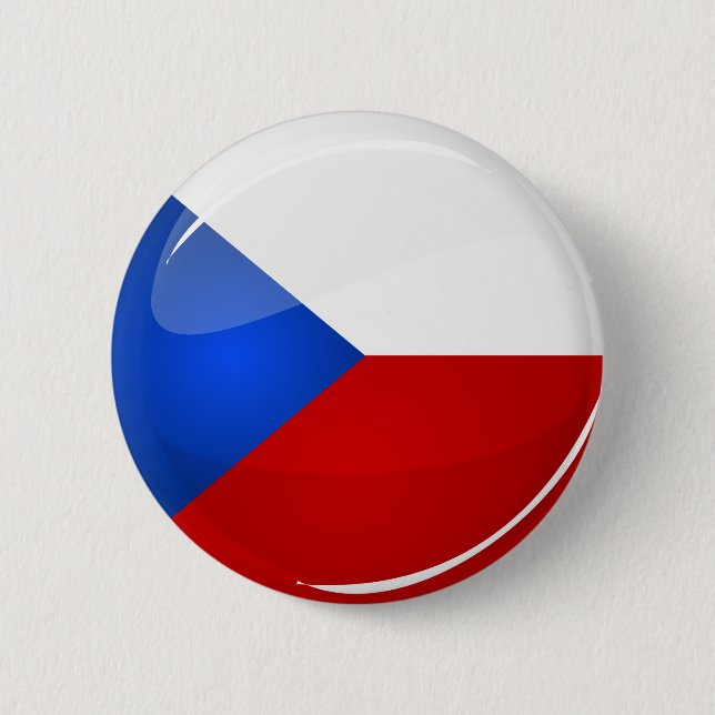Glossy Round Czech Rep. Flag 2 Inch Round Button (Front)
