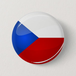 Glossy Round Czech Rep. Flag 2 Inch Round Button