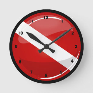 Glossy Round Diver's Flag Round Clock
