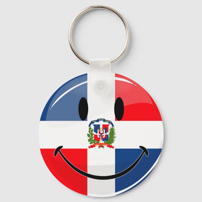 Glossy Round Dominican Republic Flag Keychain (Front)
