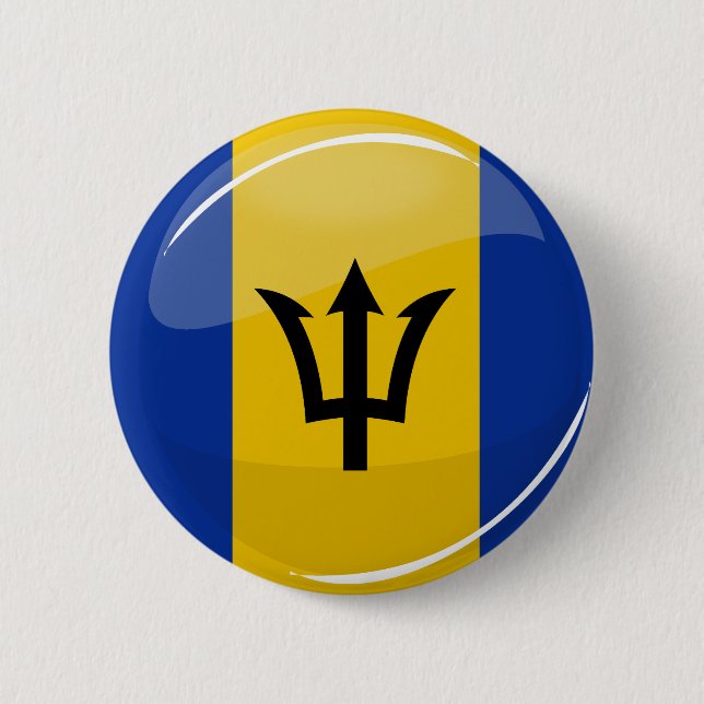 Glossy Round Flag of Barbados 2 Inch Round Button (Front)