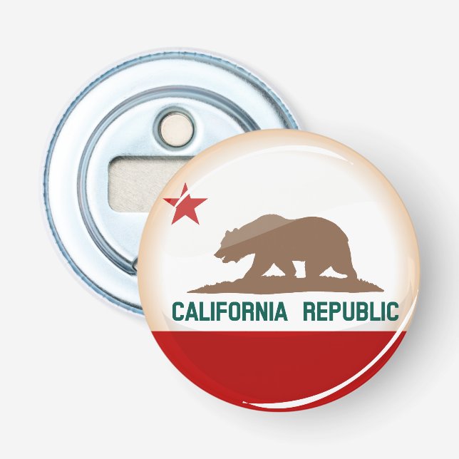 Glossy Round Flag of California Bottle Opener (Front)