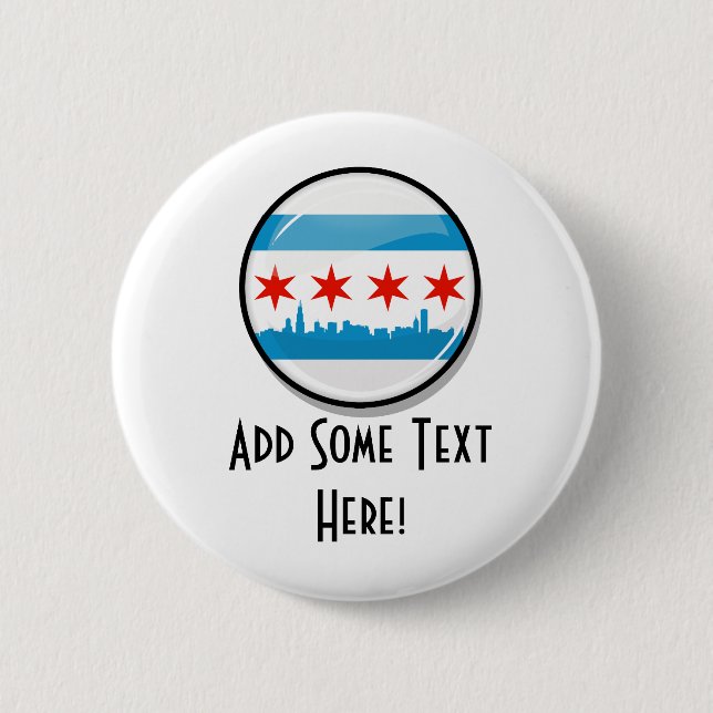 Glossy Round Flag of Chicago 2 Inch Round Button (Front)