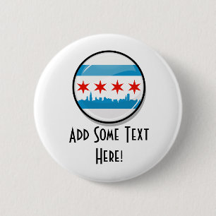 Glossy Round Flag of Chicago 2 Inch Round Button