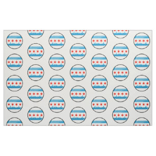 Glossy Round Flag of Chicago Fabric