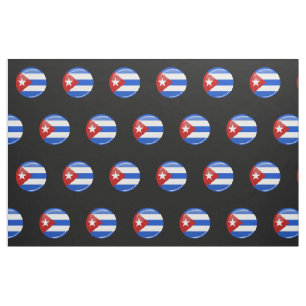 Glossy Round Flag of Cuba Fabric