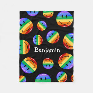 Glossy Round Gay Pride Flag Fleece Blanket