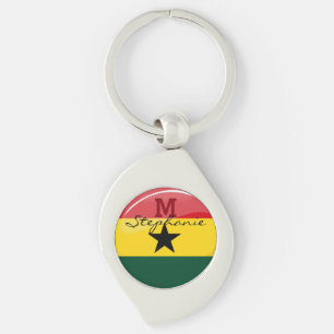 Glossy Round Ghanian Flag Keychain