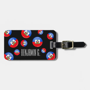 Glossy Round Haitian Flag Luggage Tag