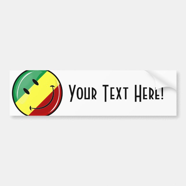 Glossy Round Happy Rasta Flag Bumper Sticker (Front)