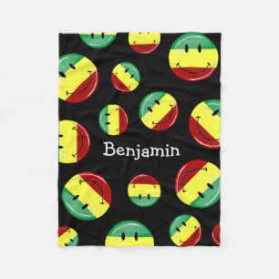 Glossy Round Happy Rasta Flag Fleece Blanket
