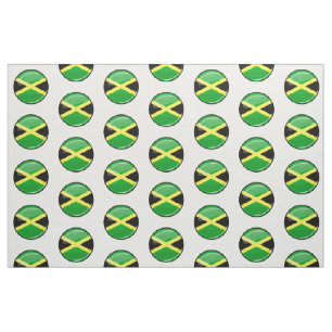 Glossy Round Jamaican Flag Fabric