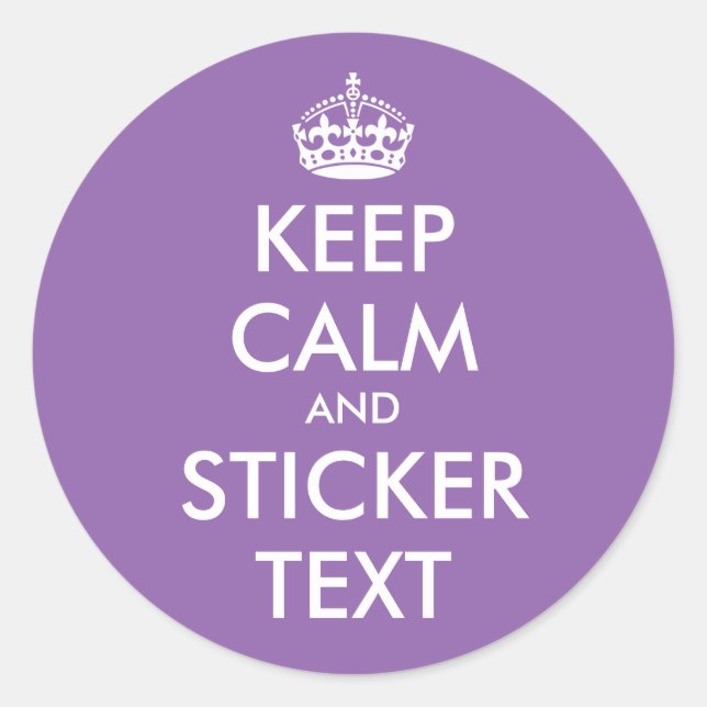 Glossy round keep calm and carry on stickers (Front)