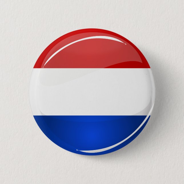 Glossy Round Netherlands Flag 2 Inch Round Button (Front)