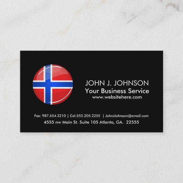 Glossy Round Norway Flag Business Card (Front)