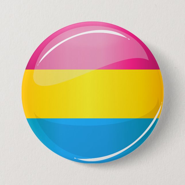 Glossy Round Pansexual Pride Flag 3 Inch Round Button (Front)