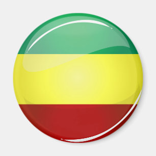 Glossy Round Rasta Flag Magnet