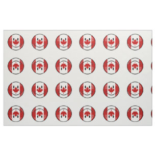 Glossy Round Smiling Canadian Flag Fabric
