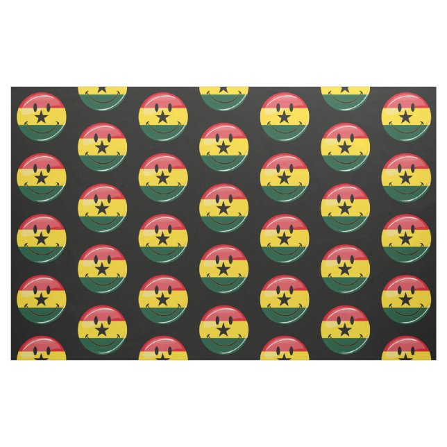 Glossy Round Smiling Ghanian Flag Fabric (Fat Quarter)