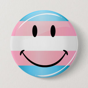 Glossy Round Smiling Transgender Flag 3 Inch Round Button