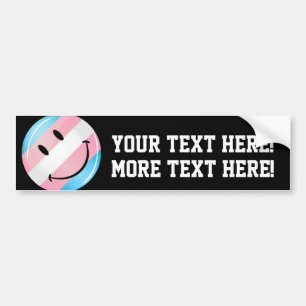 Glossy Round Smiling Transgender Flag Bumper Sticker