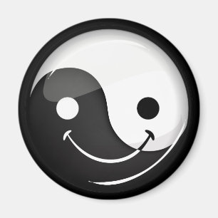 Glossy Round Smiling Yin Yang Symbol Magnet