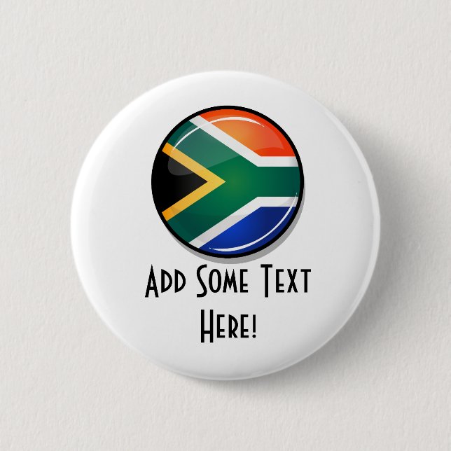 Glossy Round South African Flag 2 Inch Round Button (Front)