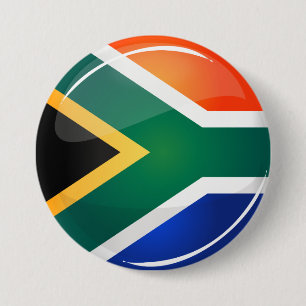 Glossy Round South African Flag 3 Inch Round Button