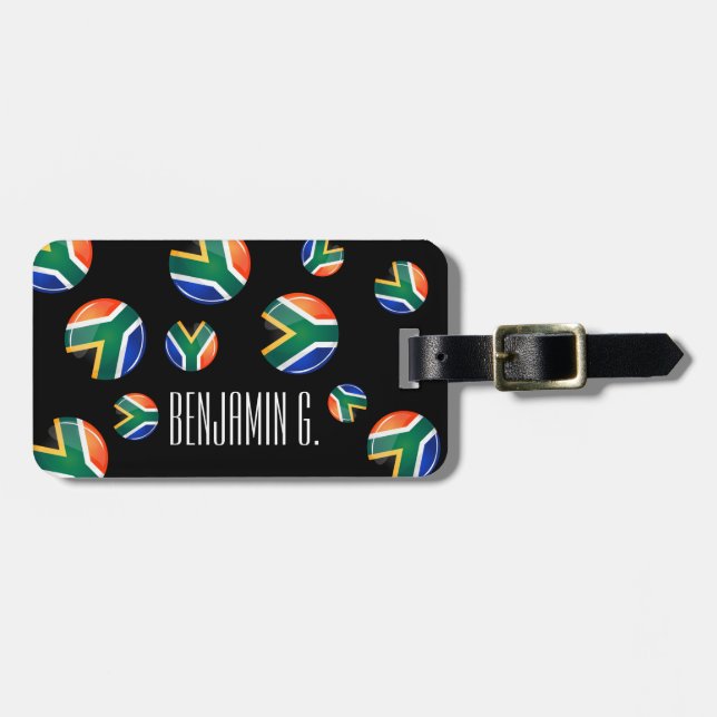 Glossy Round South African Flag Luggage Tag (Front Horizontal)