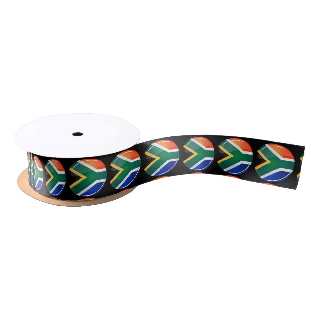 Glossy Round South African Flag Satin Ribbon (Spool)
