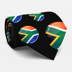 Glossy Round South African Flag Tie