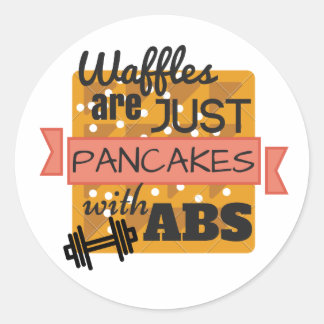 Glossy Round Sticker - Workout Waffles