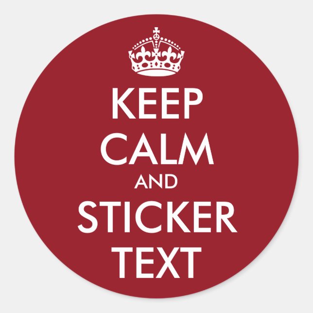 Glossy round stickers | Keep calm and your text (Front)