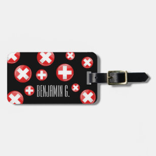 Glossy Round Swiss Flag Luggage Tag